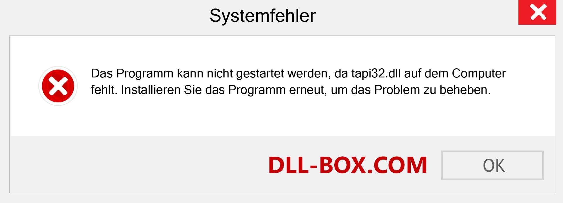 tapi32.dll-Datei fehlt?. Download für Windows 7, 8, 10 - Fix tapi32 dll Missing Error unter Windows, Fotos, Bildern